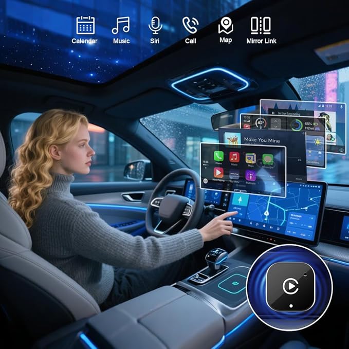 ZYAN Wireless CarPlay Adapter, Wired-to-Wireless CarPlay & Android Auto Converter, Mini USB Dongle with USB A & C Extension, Plug & Play, Fast Stable 5G Compatible with iPhone 6+ & Android 11+