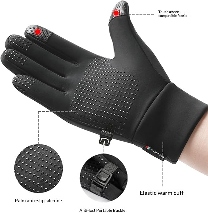 Heated Gloves for Men Women, Waterproofing-Touchscreens 3-Speed Temperature Control for Skiing, Cycling, Hiking