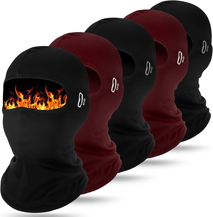 Suhine 5 Pcs Winter Balaclava Ski Mask Windproof Thermal Full Face Mask Cold Weather Balaclava with Reflective Stripe