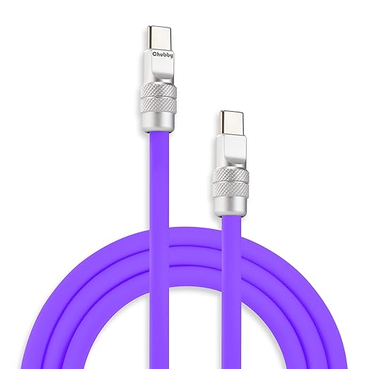 chubbycable Chubby 2.0 USB C 240W Fast Charging Cable Silicone Soft Durable USB C Cable Extra Thick Charger Cord Compatible with iPhone 17-15 Series iPad, Violet, Type-C to Type-C, 6.6FT
