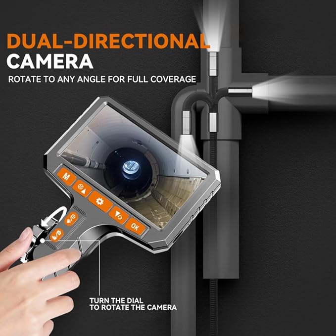 360° Flexible Endoscope Camera with Light,Inspection Endoscope, 0.24-inch Probe Scope Cameras, 4.3-inch Display Snake Camera, Borescopes for Automotive Inspection and Machinery Maintenanc, 3.3ft
