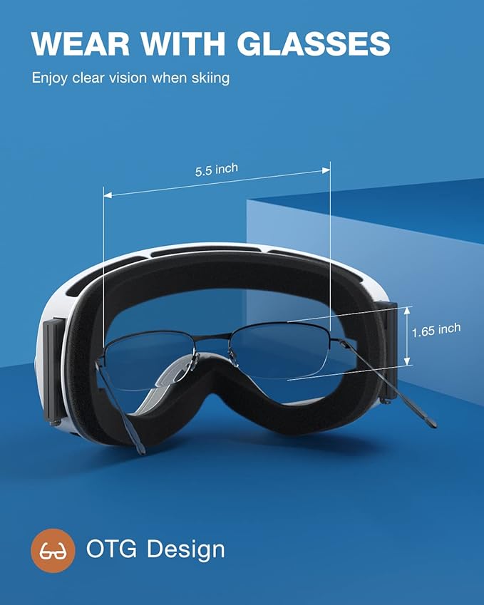 ZIONOR X Ski Goggles - OTG Snowboard Goggles Detachable Lens for Men Women Adult