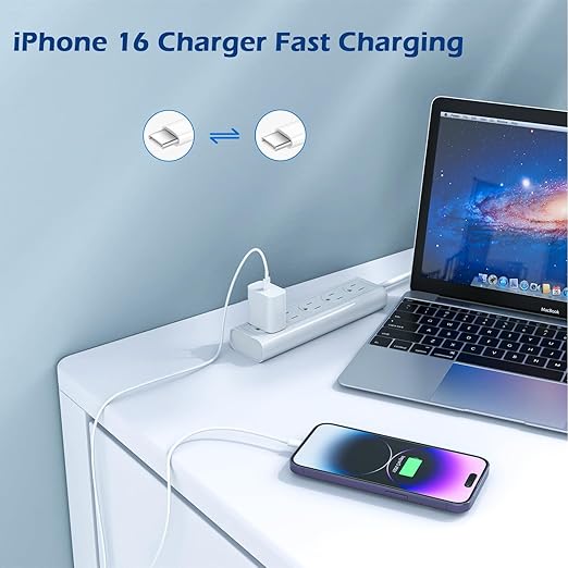 Fast Charging for iPhone 16/16e,Apple Charger Fast Charging,2Pack 20W USB C Charger Block with Extra Long 10FT USB C to Type C Charger Cable Cord for iPhone 16/16e/16Pro/16ProMax/15/iPad Pro/Air/Mini