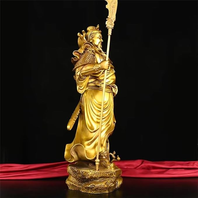 burid Pure Copper Chinese Feng Shui Guan Gong Statue God of Wealth Home and Office Decoration Wu God of Wealth Guan Yu Statue Best Furnishings Gifts, 41*18*62CM，9.5KG