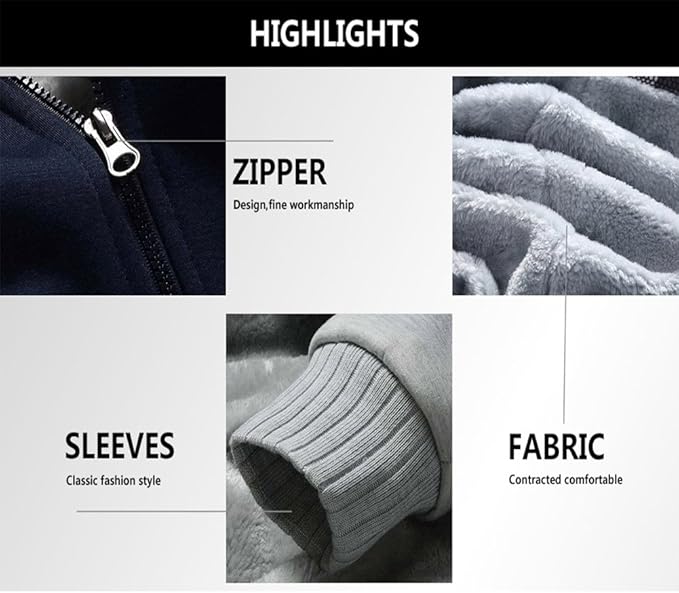 MACHLAB Men's Pullover Winter Workout Fleece Hoodie Jackets Full Zip Wool Warm Thick Coats