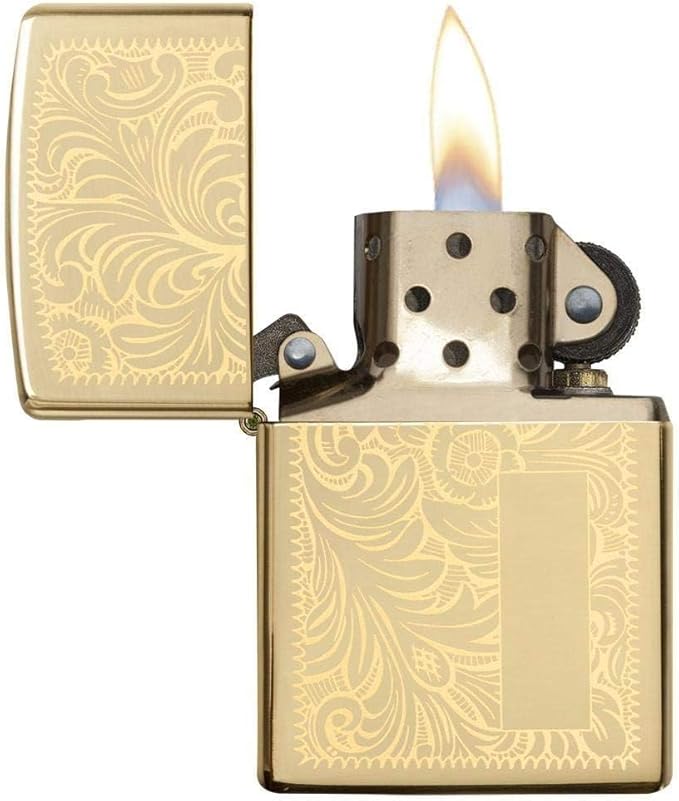 Custom Zippo Lighter – Personalized Engraved Venetian Design | Genuine Windproof Metal Lighter | Unique Gift for Men & Women – Christmas, Halloween, Valentine (Gold 352B)