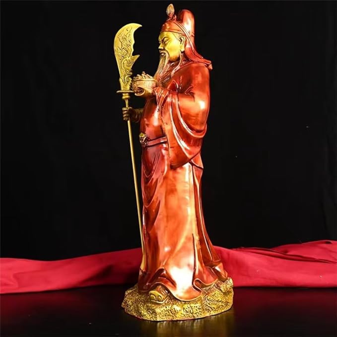 burid Pure Copper Chinese Feng Shui Guan Gong Statue God of Wealth Home and Office Decoration Wu God of Wealth Guan Yu Statue Best Furnishings Gifts