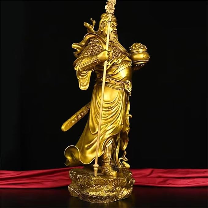 burid Pure Copper Chinese Feng Shui Guan Gong Statue God of Wealth Home and Office Decoration Wu God of Wealth Guan Yu Statue Best Furnishings Gifts, 41*18*62CM，9.5KG
