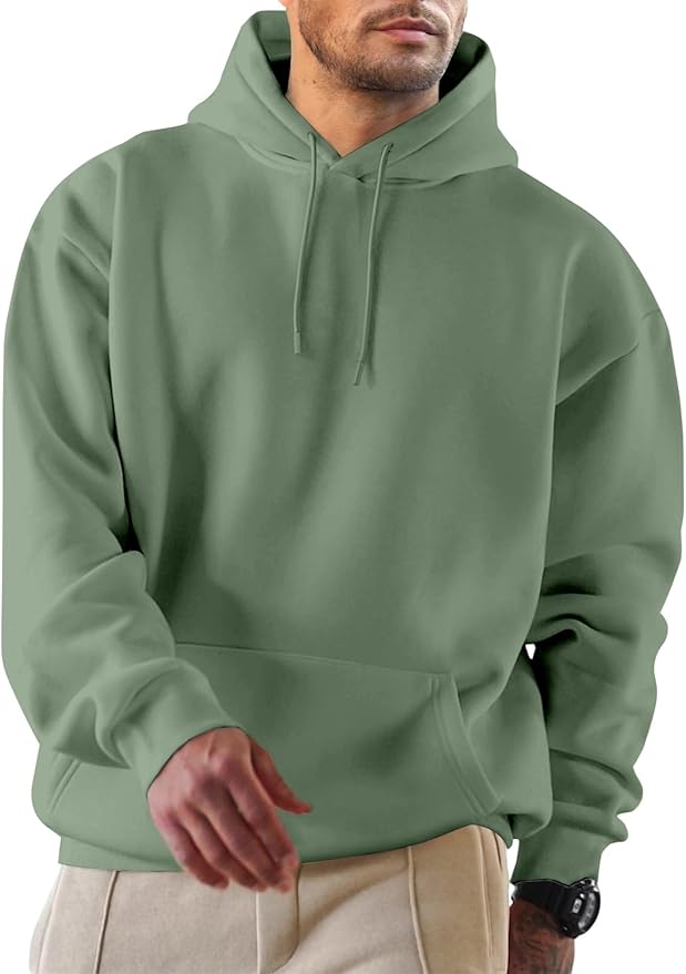 JMIERR Mens Casual Cotton Hooded Collar Drawstring Hoodies Pullover Sweatshirts Casual Long Sleeve Shirts