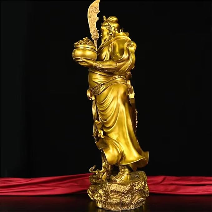 burid Pure Copper Chinese Feng Shui Guan Gong Statue God of Wealth Home and Office Decoration Wu God of Wealth Guan Yu Statue Best Furnishings Gifts, 41*18*62CM，9.5KG