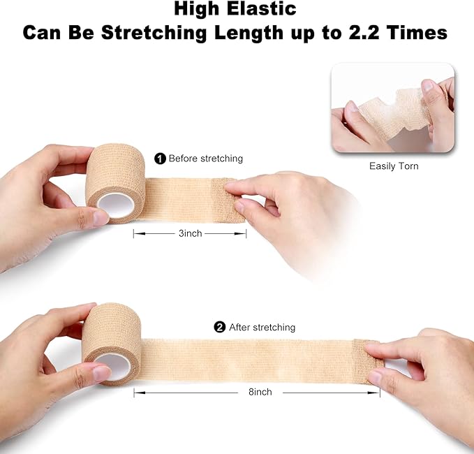FRESINIDER 16 Rolls Self Adhesive Wrap Athletic Tape Gauze,Medical Bandage,Breathable Elastic Cohesive Bandage for Sports Injury & Pet (Rainbow)
