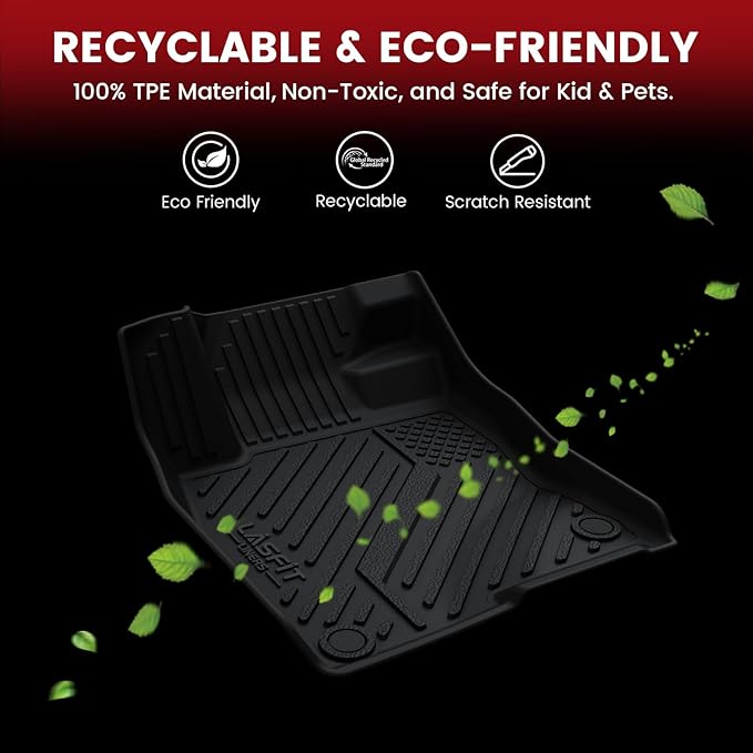 LASFIT Floor Mats for Ford Escape 2020-2025 2026 (NOT Fit Hybrid) TPE Custom Fit Car Floor Liners All Weather Protector, Front and Rear Mats, 3pcs Black