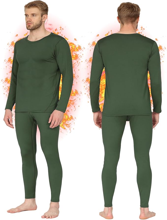 HEROBIKER Long Johns Thermal Underwear for Men Skiing Winter Warm Hunting Gear Fleece Lined Base Layer Set Top Bottom