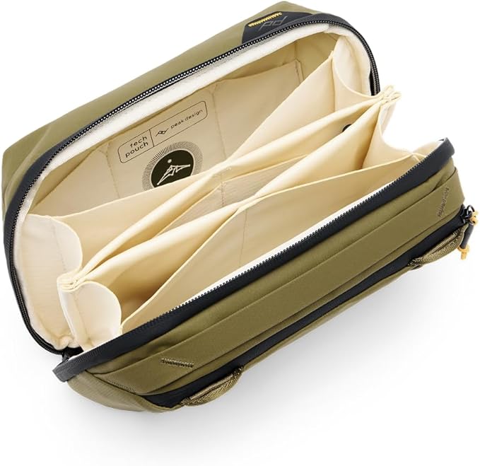 Peak Design Tech Pouch, Kelp, Electronics Organizer for Travel or Everyday Carry, Origami-Style Storage, Cable Pass-Through, Weatherproof Recycled Nylon, Gear Carry Bag for Men and Women