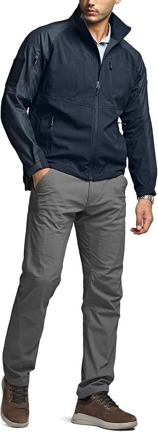 CQR Men's Tactical Softshell Jacket, Winter Warm Fleece Lined Coat, Water Resistant Outdoor Hunting Hiking Rain Windbreaker