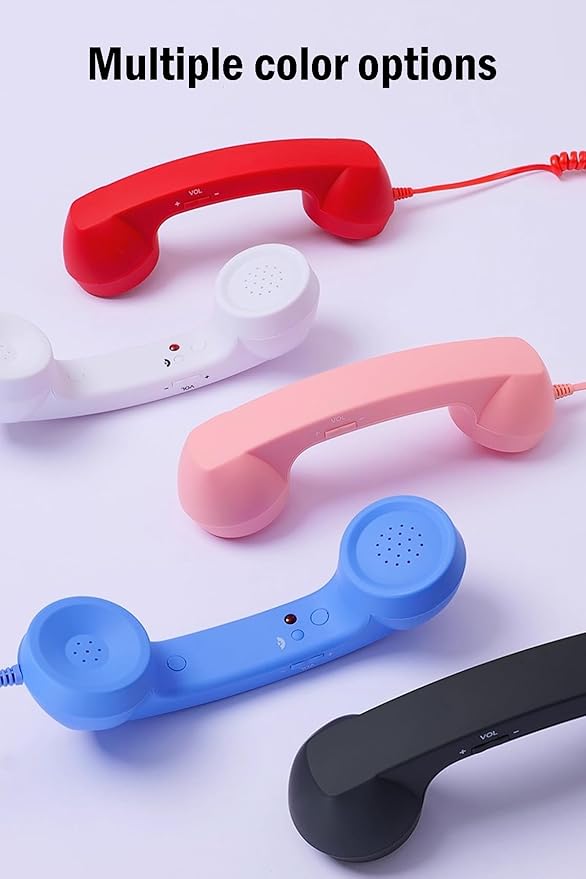 Retro Phone Handset, Hd Noise-Filtering Audio, Plug-and-Play Wired Calling, Ergonomic Nostalgic Grip, Clear Speaker & Mic, Compatible with Type-C Smartphones (Pink)