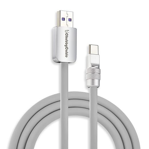 chubbycable Chubby 2.0 USB C 120W Fast Charging Cable Silicone Soft Durable USB C Cable Extra Thick Charger Cord Compatible with iPhone 17-15 Series iPad, Gray, USB-A to Type-C, 3.3FT