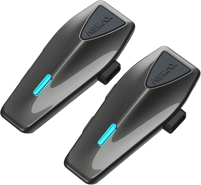 S1 Motorcycle Bluetooth Headset with Smart Voice Control, Mesh Helmet Communication Systems, Noise Cancellation/Waterproof/FM Radio/FOTA Update, 8 Riders Intercom Fit for Snowmobile/Ski, 2 Pack