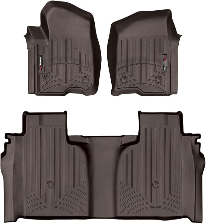 WeatherTech Custom Fit FloorLiners for GMC Sierra 1500 Limited, Silverado 2500HD/3500HD, Silverado 1500-1st & 2nd Row (471436-1-2), Cocoa