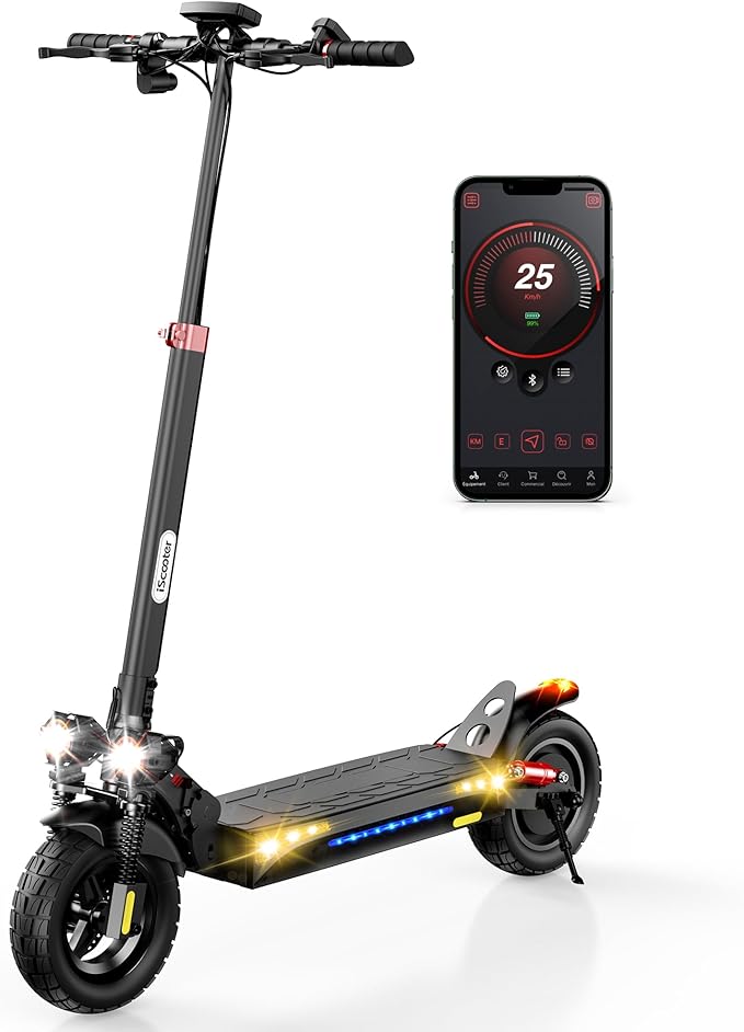 iScooter Electric Scooter, 800W Motor E-Scooter Up to 25/28 Miles Range, Top Speed 25/28 MPH,10" Off Road escooter Tires,Adjustable Handlebar Height, Folding Commuting Electric Scooter for Adults