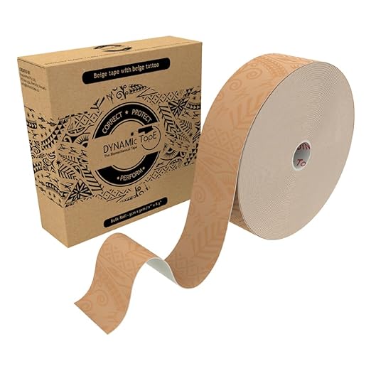 Dynamic Tape Original | Biomechanical Adhesive Tape | Physio Tape for Knee, Ankle, Shoulder, Leg, Muscle Support | Sports Tape for Football, Rugby, Ideal for Athletes | Beige & Beige - 2" (101' Roll)