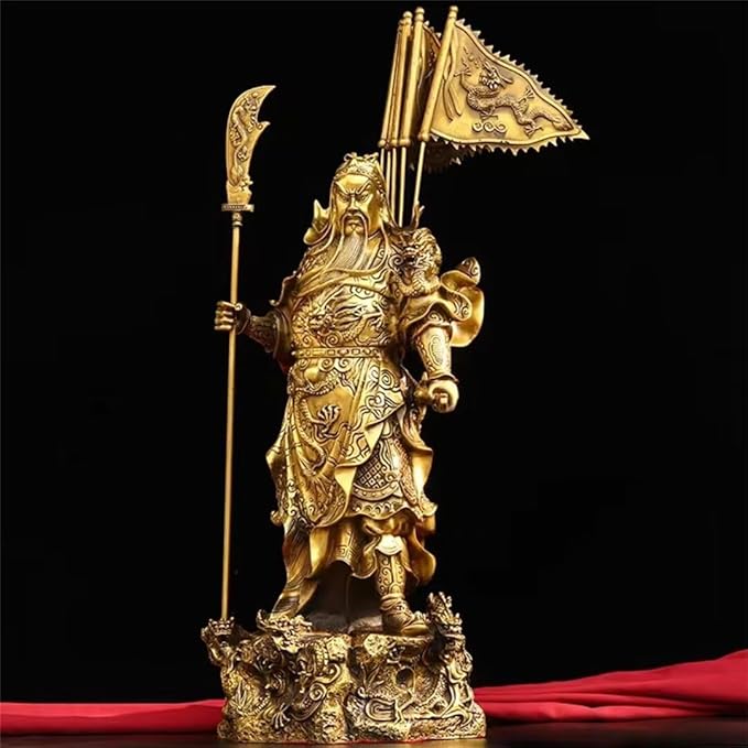 burid Pure Copper Chinese Feng Shui Guan Gong Statue God of Wealth Home and Office Decoration Wu God of Wealth Guan Yu Statue Best Furnishings Gifts, 17*14*35CM，2.8KG