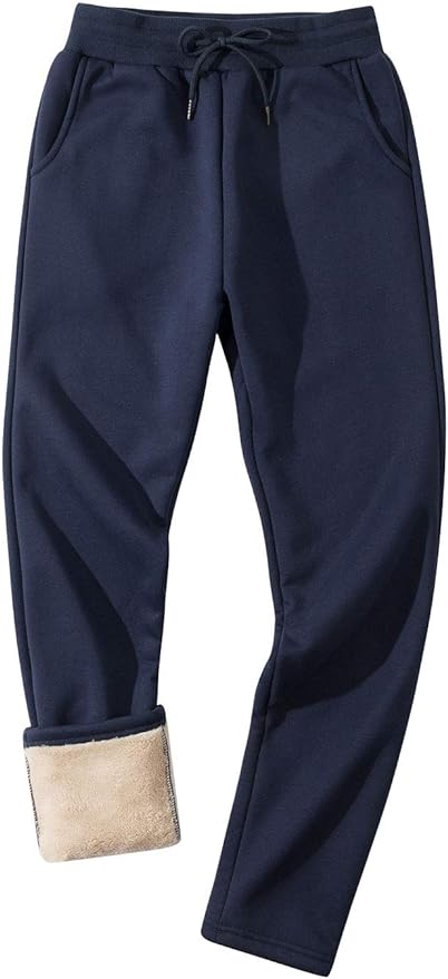 Gihuo Men's Winter Fleece Pants Sherpa Lined Sweatpants Active Running Jogger Pants