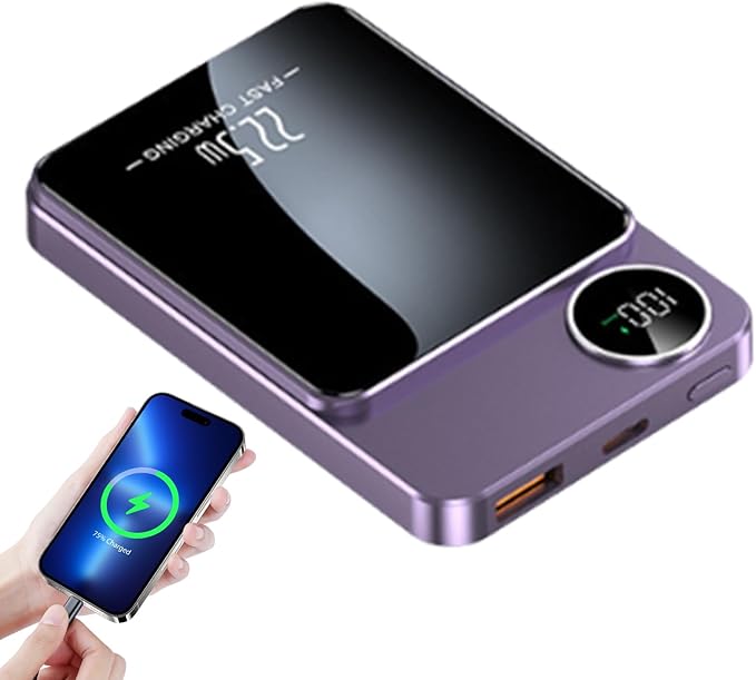 Charging Pad, Magnetic Wireless for Phone, 20000mAh Fast Charging Bank with Device Support, Quick Charge Feature, Easy Use Function, Tech Tool, Desk Accessory for Mobile, 4.09x2.68x0.75 Inches