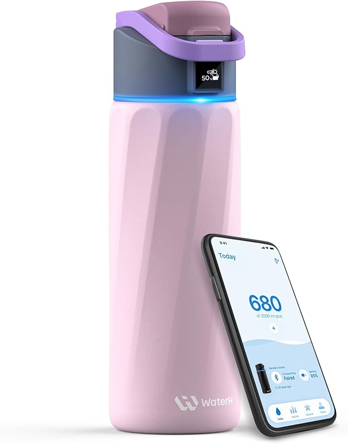 BOOST Smart Water Bottle that Reminds You to Drink, 24oz BPA-Free Stainless Steel Vacuum Insulated Bottle, Wide Mouth Water Tracker Bottle with APP, Ideal Gift for Christmas, New Year