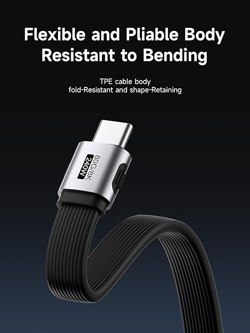 Hagibis USB4 Cable, 80Gbps Data Transfer, 240W Fast Charging USB-C Cable, 8K@60Hz USB 4 V2.0 Short Cable for iPhone 17 16 15 Pro Max, iPad Pro, Thunderbolt 5/4 (Straight, 1.6FT)