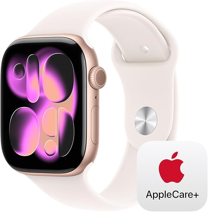 Apple Watch Series 11 [GPS + Cellular 46mm] Smartwatch with Rose Gold Aluminium Case with Light Blush Sport Band - M/L. Sleep Score, Fitness Tracker, Health Monitoring with AppleCare+ (2 Years)