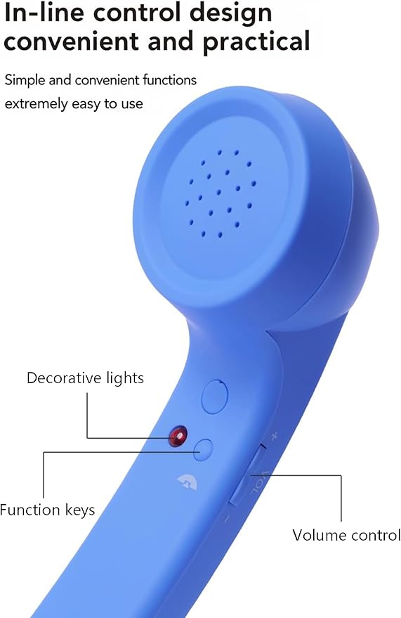 Retro Phone Handset, Hd Noise-Filtering Audio, Plug-and-Play Wired Calling, Ergonomic Nostalgic Grip, Clear Speaker & Mic, Compatible with Type-C Smartphones (Red)