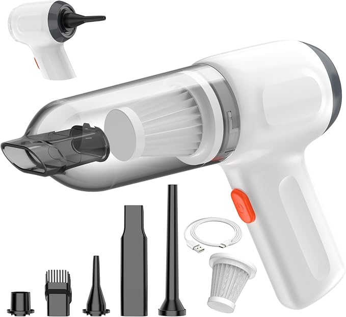 Mini Car Vacuum Cleaner, Small Handheld Vacuum Portable Cordless 3 in 1 Dust Buster & Air Blower & Hand Pump, 15000PA Rechargeable Hand Vacuum High Power for Car, Home, Office