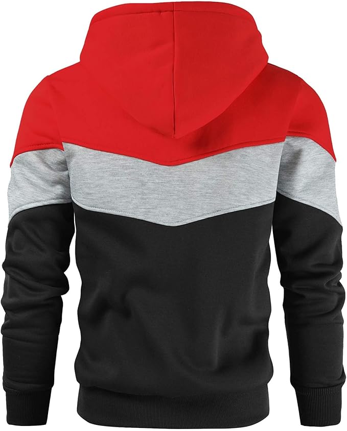 Gesean Men's Novelty Color Block Pullover Fleece Hoodie Long Sleeve Casual Sweatshirt with Pocket