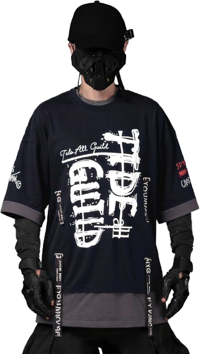 XYXIONGMAO Techwear Shirt Japanese Streetwear Hip Hop Shirts Men Graphic T Alphabet Design Workwear Gothic Hoodie