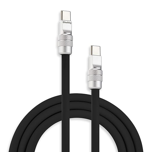 chubbycable Chubby 2.0 USB C 240W Fast Charging Cable Silicone Soft Durable USB C Cable Extra Thick Charger Cord Compatible with iPhone 17-15 Series iPad, Black, Type-C to Type-C, 19.6FT