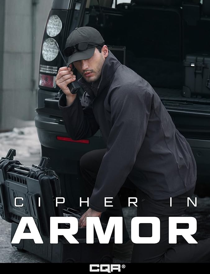 CQR Men's Tactical Softshell Jacket, Winter Warm Fleece Lined Coat, Water Resistant Outdoor Hunting Hiking Rain Windbreaker