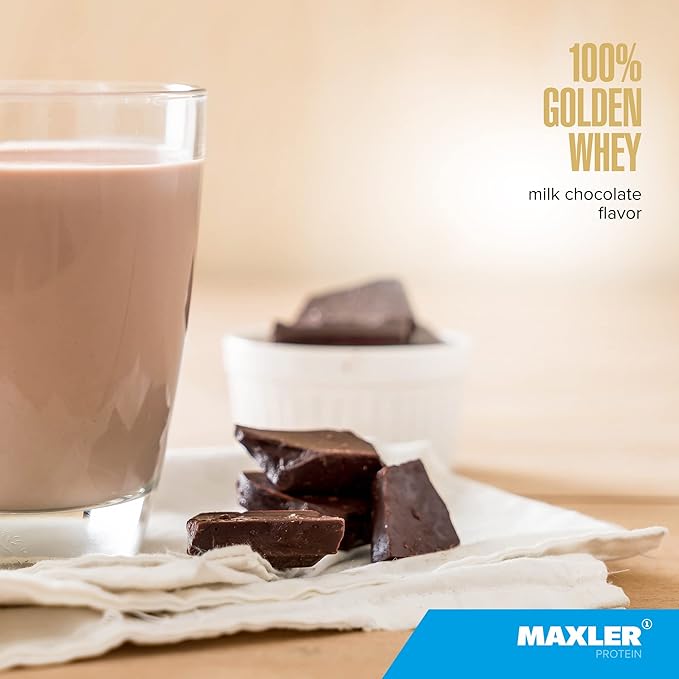 Maxler 100% Golden Whey Protein - 22g of Protein per Serving - Whey Protein Powder for Pre Post Workout - Fast-Absorbing Whey Concentrate, Isolate & Hydrolysate Blend - Milk Chocolate Protein 5 lb
