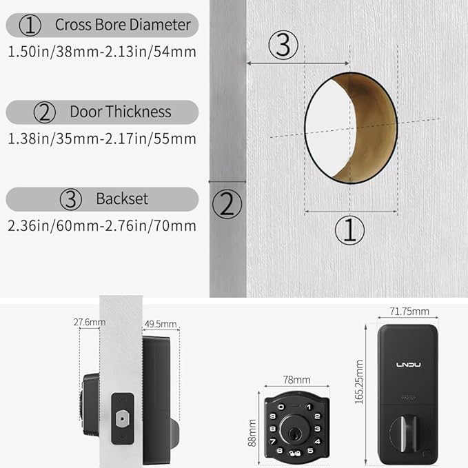 Smart Keyless Entry Door Lock, Smart Locks for Front Door , Works with Apple Home, Alexa, Google, Siri, Auto Unlock, keypad deadbolt, WiFi, App Remote Control, Fingerprint Door Lock