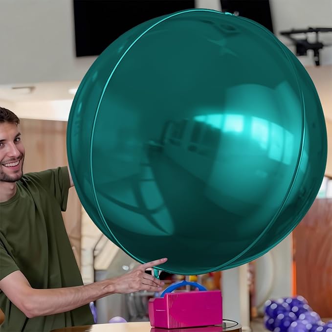50 Inch Giant Dark Green Round Foil Balloons, 3Pcs Metallic Green 4D Ball Balloons for Birthday New Year Eve Wedding Engagement Graduation Anniversary Party Decorations 2026
