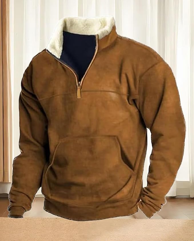Western Sweatshirts for Men Aztec Retro Pullover Quarter Zip Sweatshirt Mens Stitching Color Fleece Sweatshirt