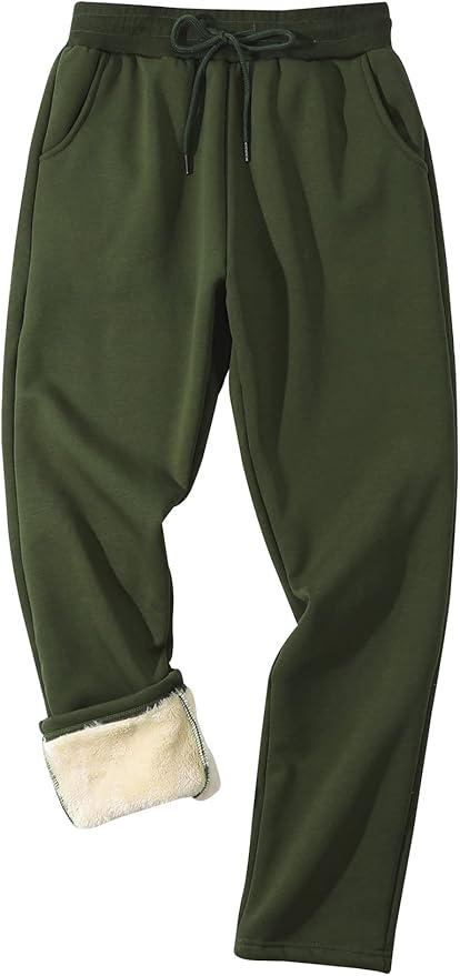 Gihuo Men's Winter Fleece Pants Sherpa Lined Sweatpants Active Running Jogger Pants
