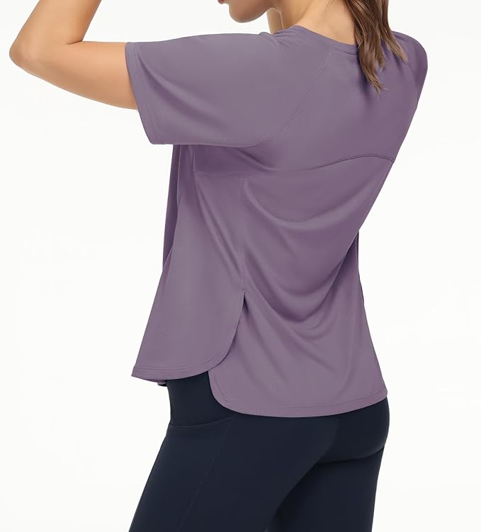 THE GYM PEOPLE Women's Short Sleeve Workout Shirts Breathable Yoga T-Shirts with Side Slits Athletic Tee Tops
