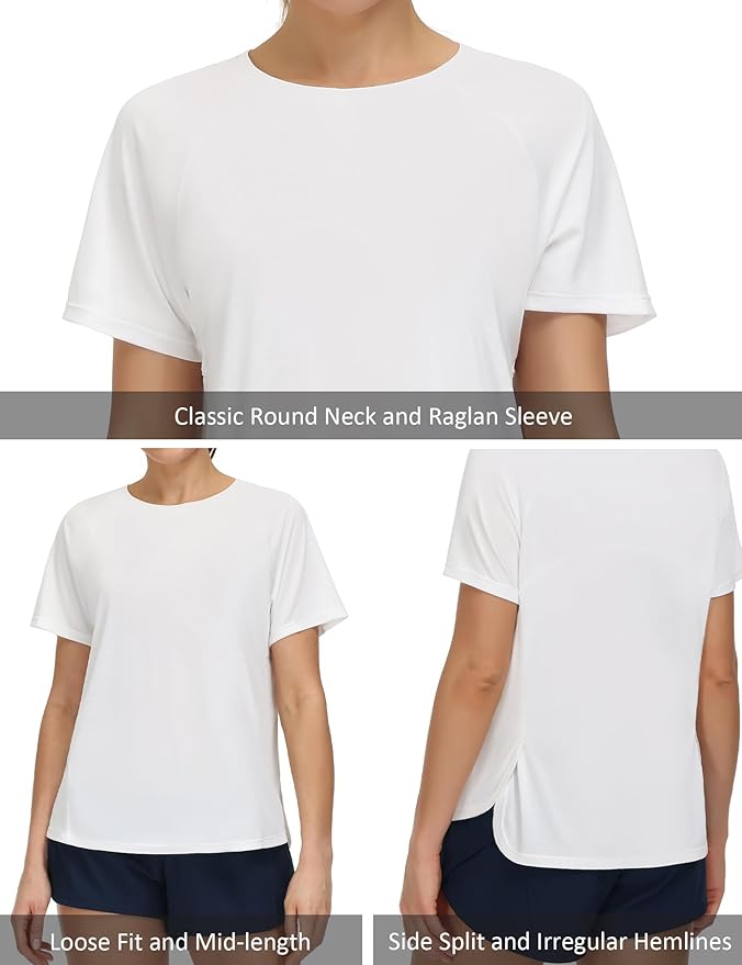 THE GYM PEOPLE Women's Short Sleeve Workout Shirts Breathable Yoga T-Shirts with Side Slits Athletic Tee Tops
