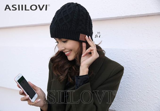 Bluetooth Beanie, Double-Layer Wool Lining Bluetooth Hat Beanie for Men/Women/Teens/Family, 20hrs Playing, Gift Packaging for Christmas Stocking Stuffers Thanksgiving (02-Charcoal)