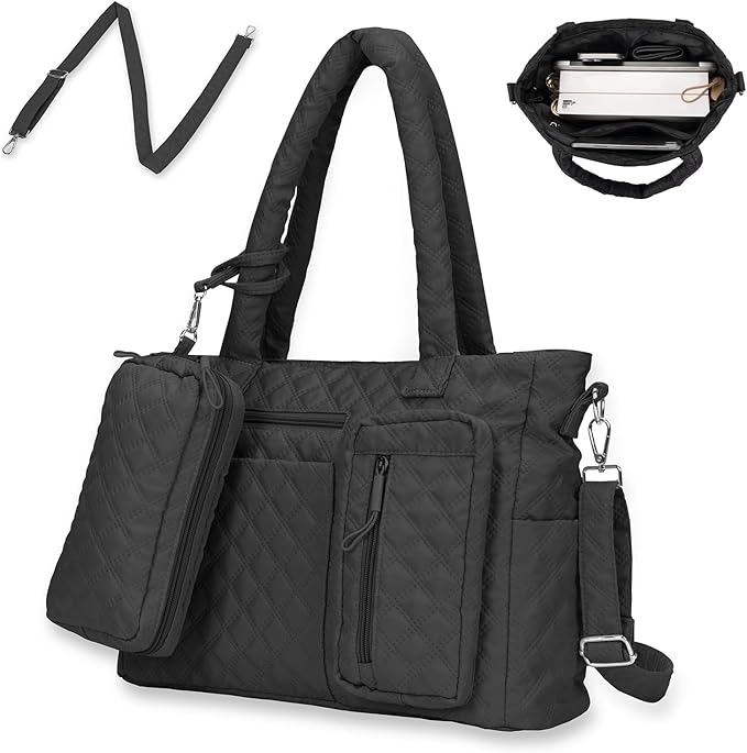 Tote Bag for Women Purses and Weekender Bags Quilted Shoulder Bags 2PCS with Zipper