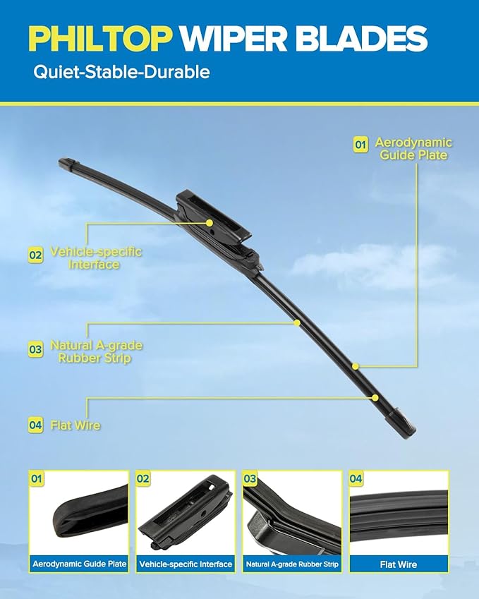 PHILTOP 24" 17" Windshield Wiper Blades Compatible with 2010-2017 Equinox/Terrain