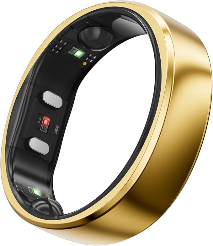 RingConn Gen 2, World’s First Smart Ring with Sleep Apnea Monitoring, No APP Subscription, 12-Day Battery Life, Stress/Heart Rate/Women's Health Tracker, Android & iOS Compatible (Gold, Size 8)