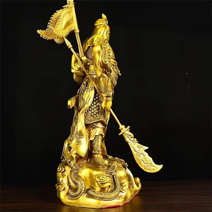 burid Pure Copper Chinese Feng Shui Guan Gong Statue God of Wealth Home and Office Decoration Wu God of Wealth Guan Yu Statue Best Furnishings Gifts, 23*24*51CM，7.7KG