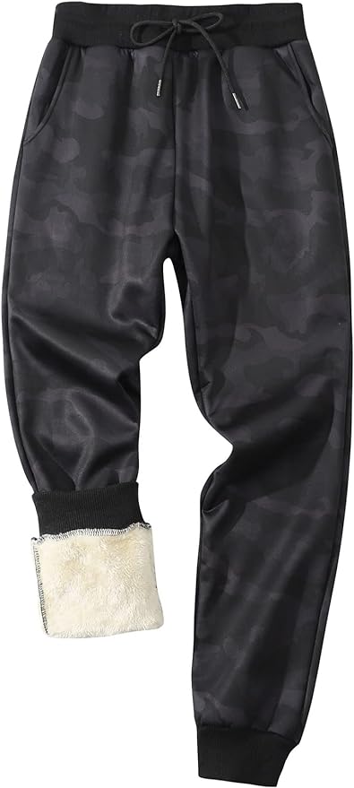 Gihuo Men's Winter Fleece Pants Sherpa Lined Sweatpants Active Running Jogger Pants